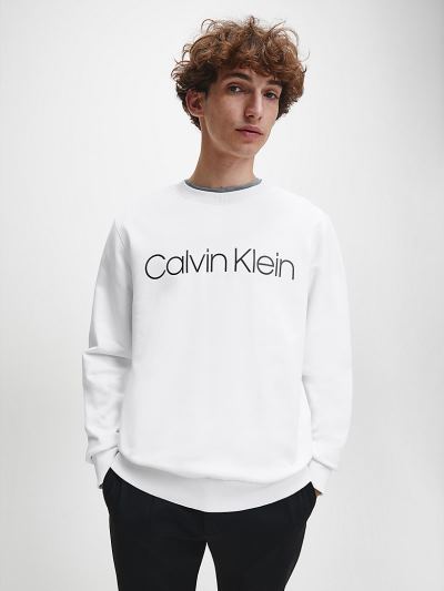 Calvin Klein Ruhák HU450651 | Calvin Klein Organic Cotton Logo Férfi Pulóver Fehér